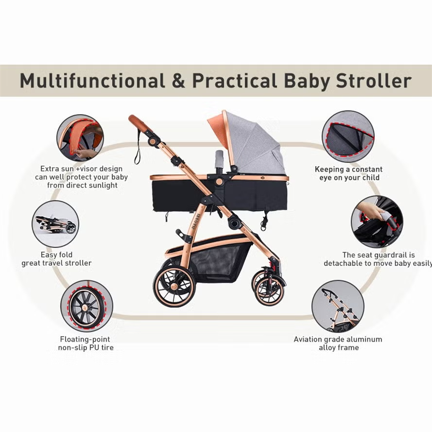 Baby Stroller Infant Bassinet Stroller Khaki