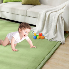 Coral Velvet Area Rugs Play Crawling Mat Green