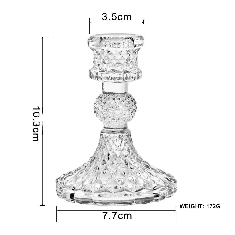 حامل شموع زجاجي شفاف، حامل شموع مخروطي الشكل لحفلات الزفاف وطاولة الطعام وديكور الحفلات (عبوتان)
