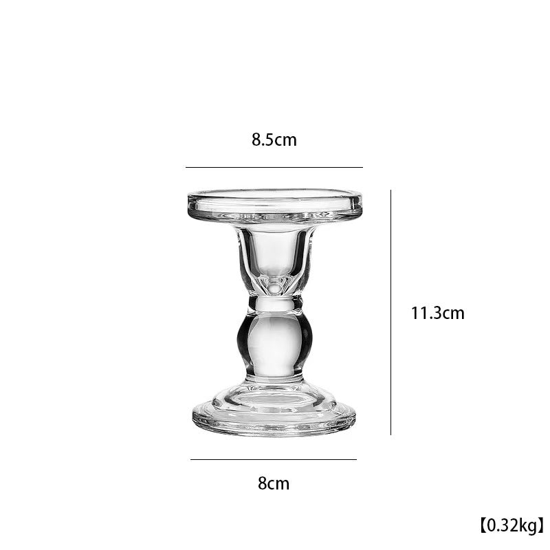 Clear Glass Candlestick Holders Set of 3 for Taper, Pillar, and Tealight Candles