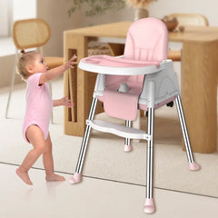 Baby Foldable Highchair Baby Dining Car Pink