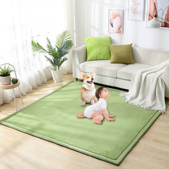 Coral Velvet Area Rugs Play Crawling Mat Green