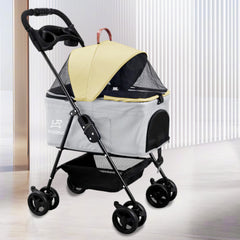 Foldable Pet Strollers Grey Yellow