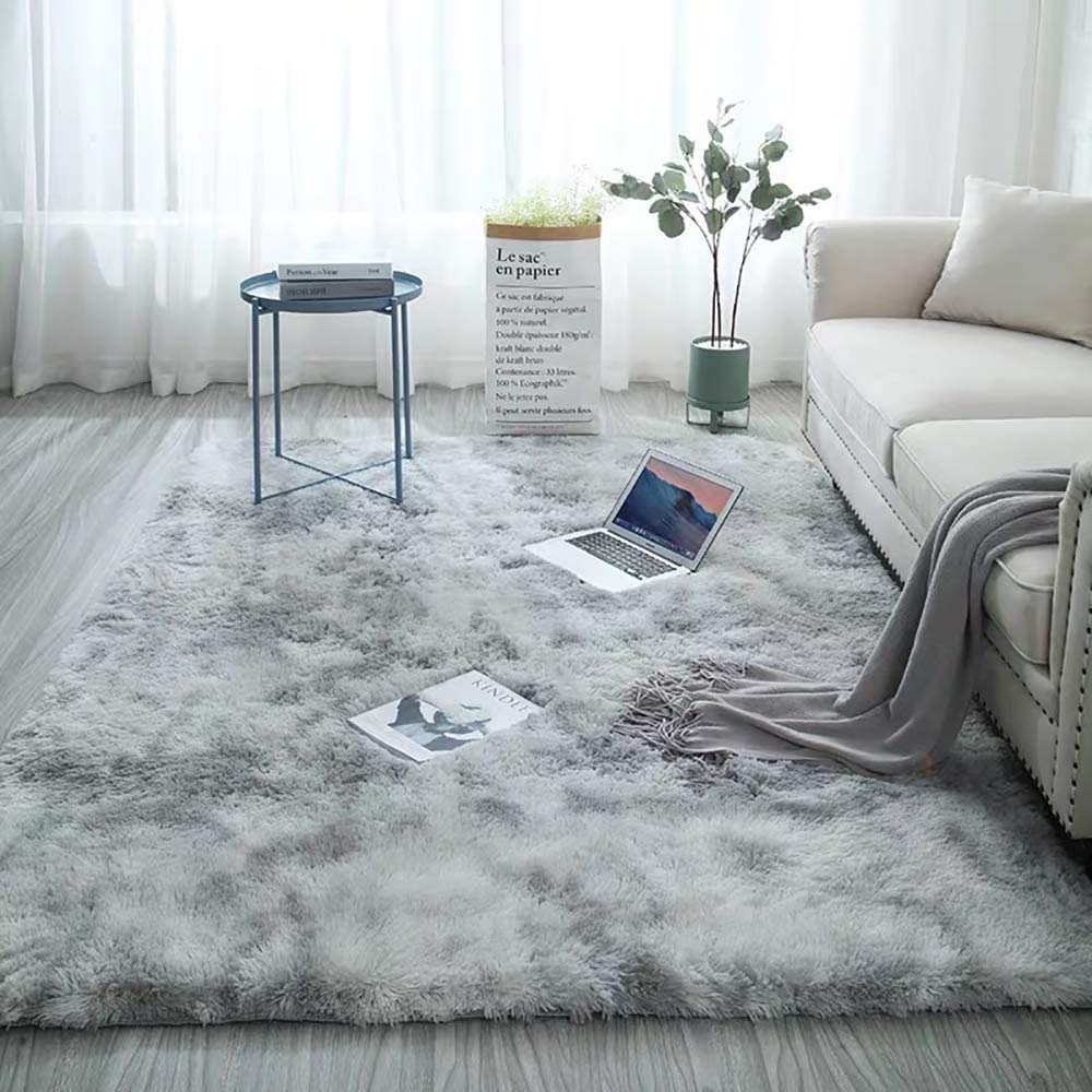 Light Grey Rectangle Plush Rugs