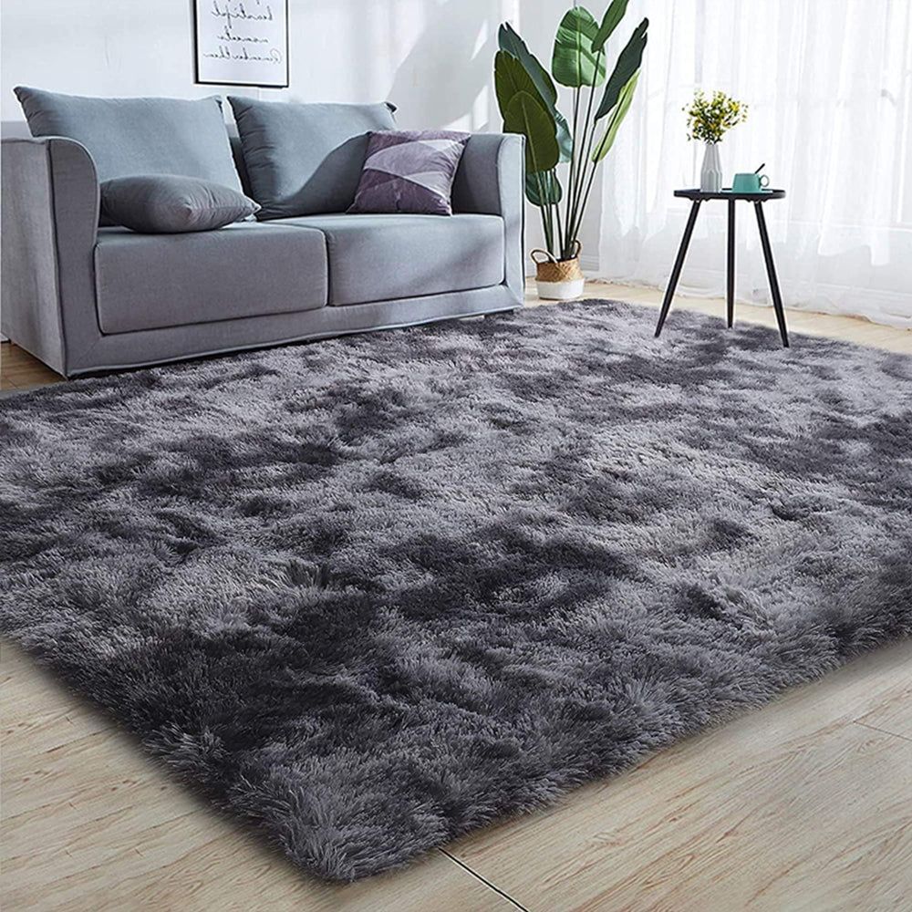 Ultra Soft Luxury Floor Mat, Grey/Black Color Patterned Rug, Slip Resistant Carpet, Comfortable Design for Home or Office