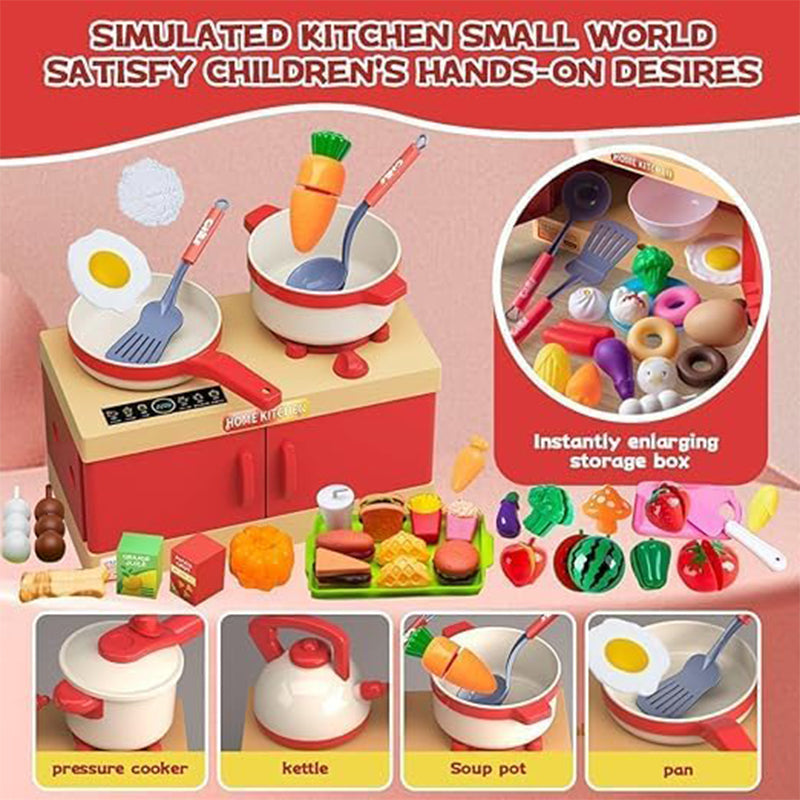 Kids Play Kitchen Game Set, 70-Piece Pretend Cooking Playset for Toddlers, Includes Pots, Pans, Food Accessories, Perfect Gift for Boys and Girls