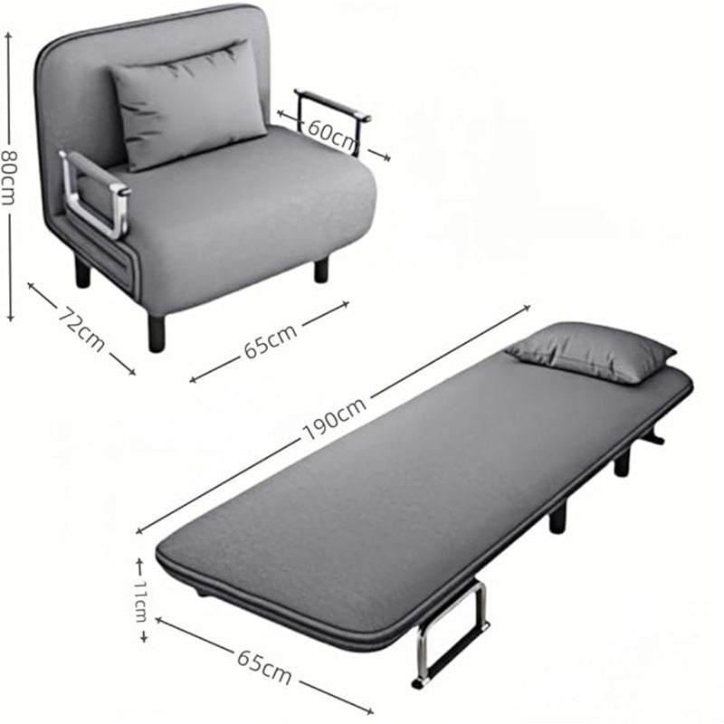 Convertible Sofa Bed, 3-in-1 Folding Lounge Couch for Living Room, Upholstered Lazy Bed, Linen Fabric Armchair for Nursery or Office, Adjustable Backrest (Gray)