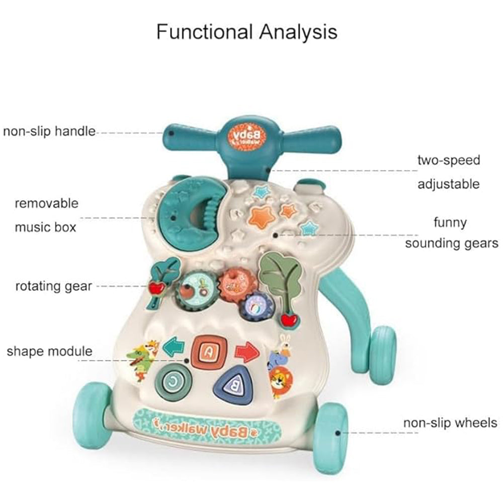 Multifunctional Smart Baby Walker, Adjustable Speed ​​and Heightened Backrest, 3-in-1 Walker for Boys and Girls