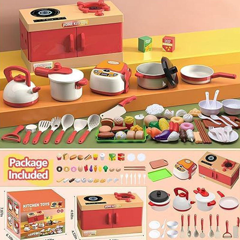 Kids Play Kitchen Game Set, 70-Piece Pretend Cooking Playset for Toddlers, Includes Pots, Pans, Food Accessories, Perfect Gift for Boys and Girls