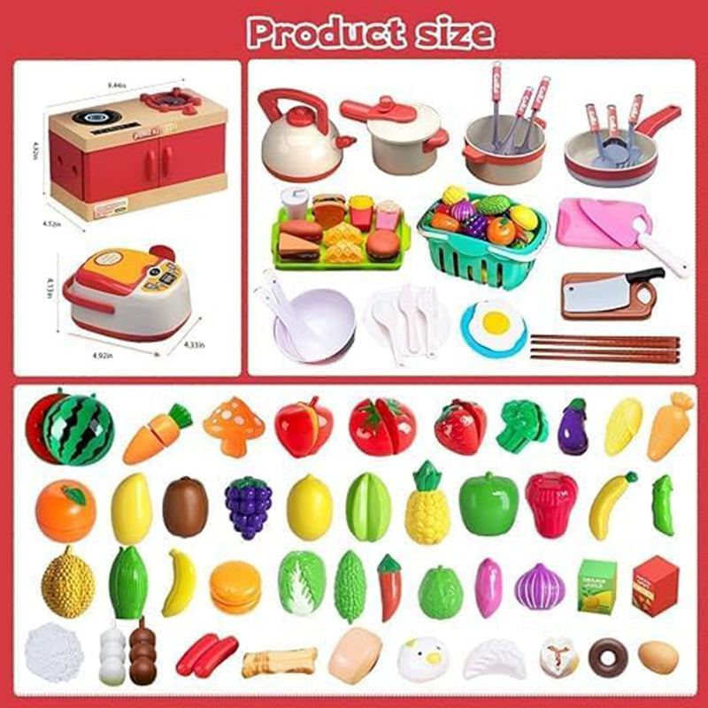 Kids Play Kitchen Game Set, 70-Piece Pretend Cooking Playset for Toddlers, Includes Pots, Pans, Food Accessories, Perfect Gift for Boys and Girls