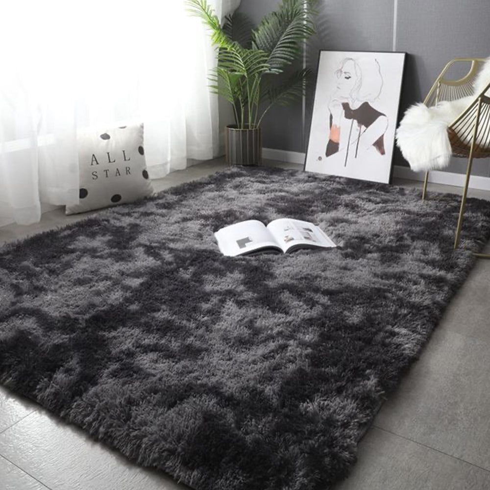 Ultra Soft Luxury Floor Mat, Grey/Black Color Patterned Rug, Slip Resistant Carpet, Comfortable Design for Home or Office