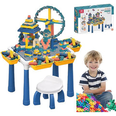 Multi Kids Activity Table with Magnetic Drawing Board & Building Blocks