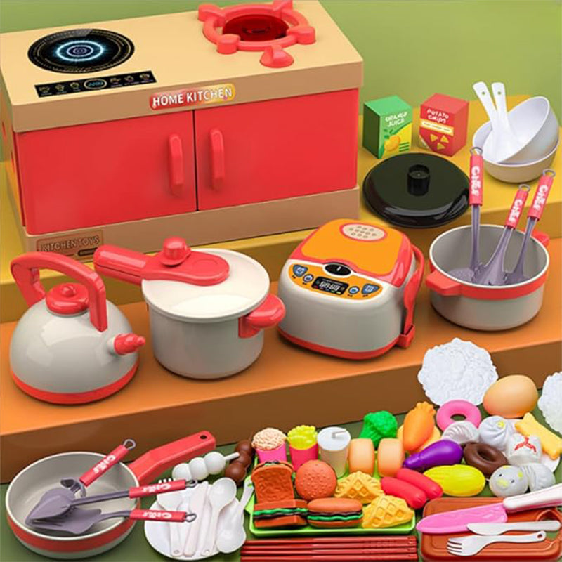 Kids Play Kitchen Game Set, 70-Piece Pretend Cooking Playset for Toddlers, Includes Pots, Pans, Food Accessories, Perfect Gift for Boys and Girls