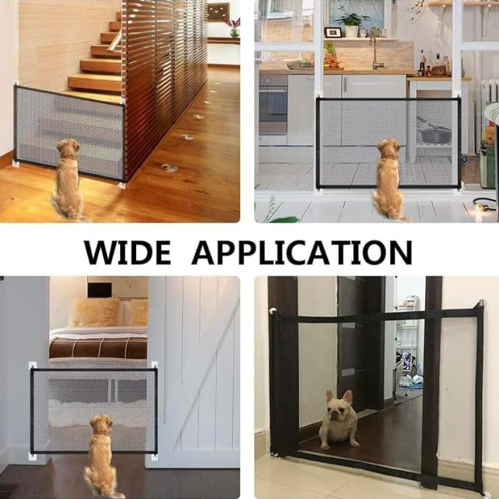 Pet Fence Door, No-Drill Mesh Gate, Portable Baby Safety Mesh Gate, Adjustable Cat Barrier, Folding Mesh Dog Fence, Dimensions