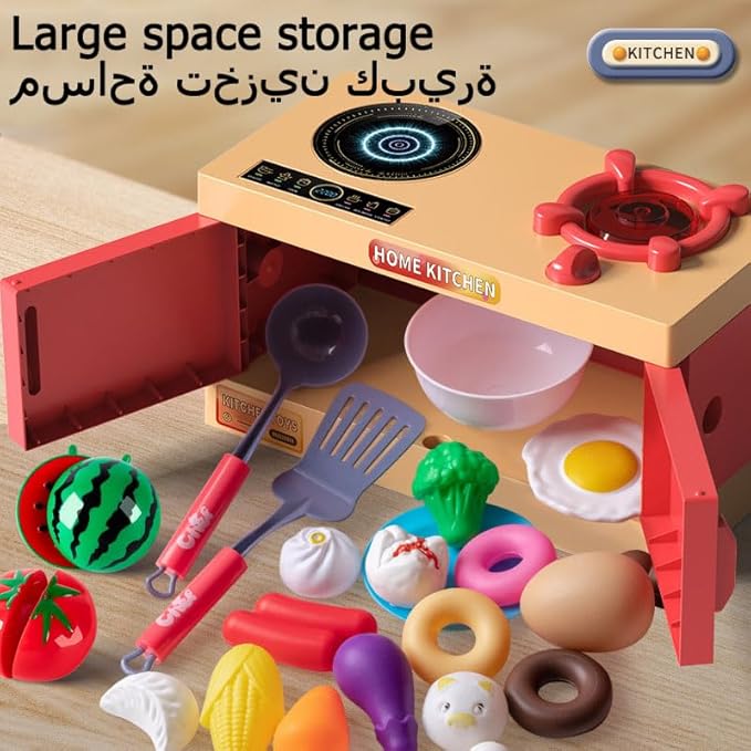 Kids Play Kitchen Game Set, 70-Piece Pretend Cooking Playset for Toddlers, Includes Pots, Pans, Food Accessories, Perfect Gift for Boys and Girls