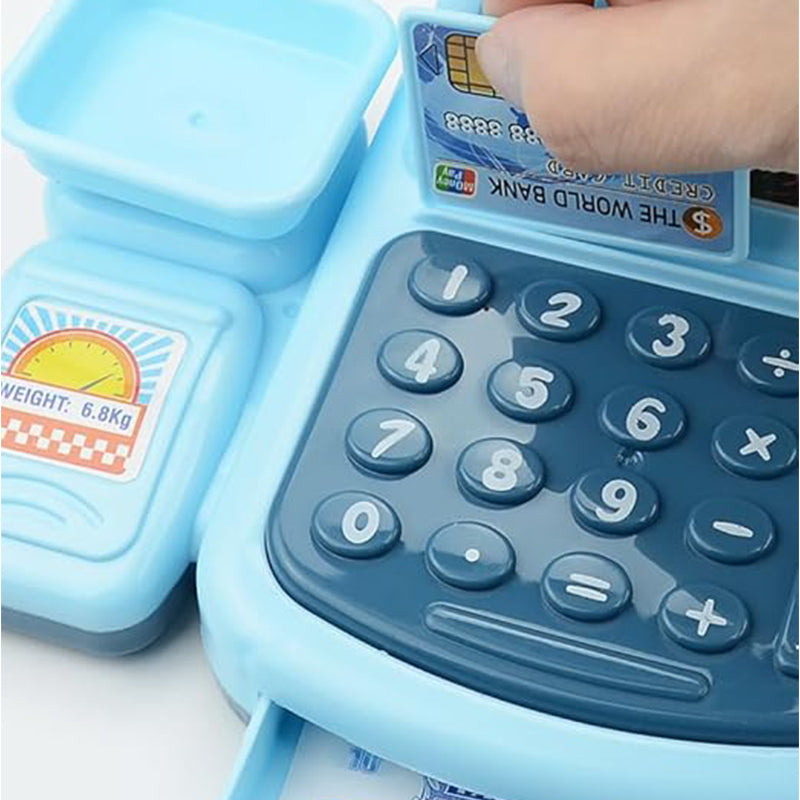 Interactive Kids Cash Register Toy, Pretend Play Shopping Till with Lights, Sounds, and Accessories for Role Play Education