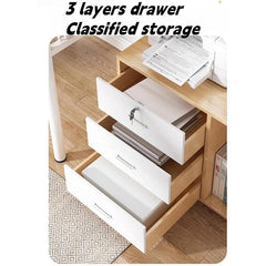 Mobile File Cabinet with 3 Drawers, Lock & Wheels, Printer Stand, White