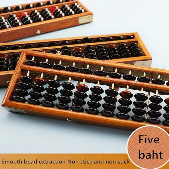 Vintage-Style Wooden Abacus, 17-Digit Soroban Math Tool