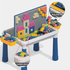 Multi Kids Activity Table with Magnetic Drawing Board & Building Blocks