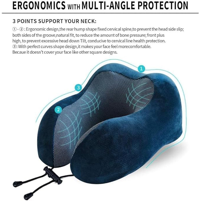 Memory Foam Travel Pillow, U-Shaped Neck Pillow with Carry Bag