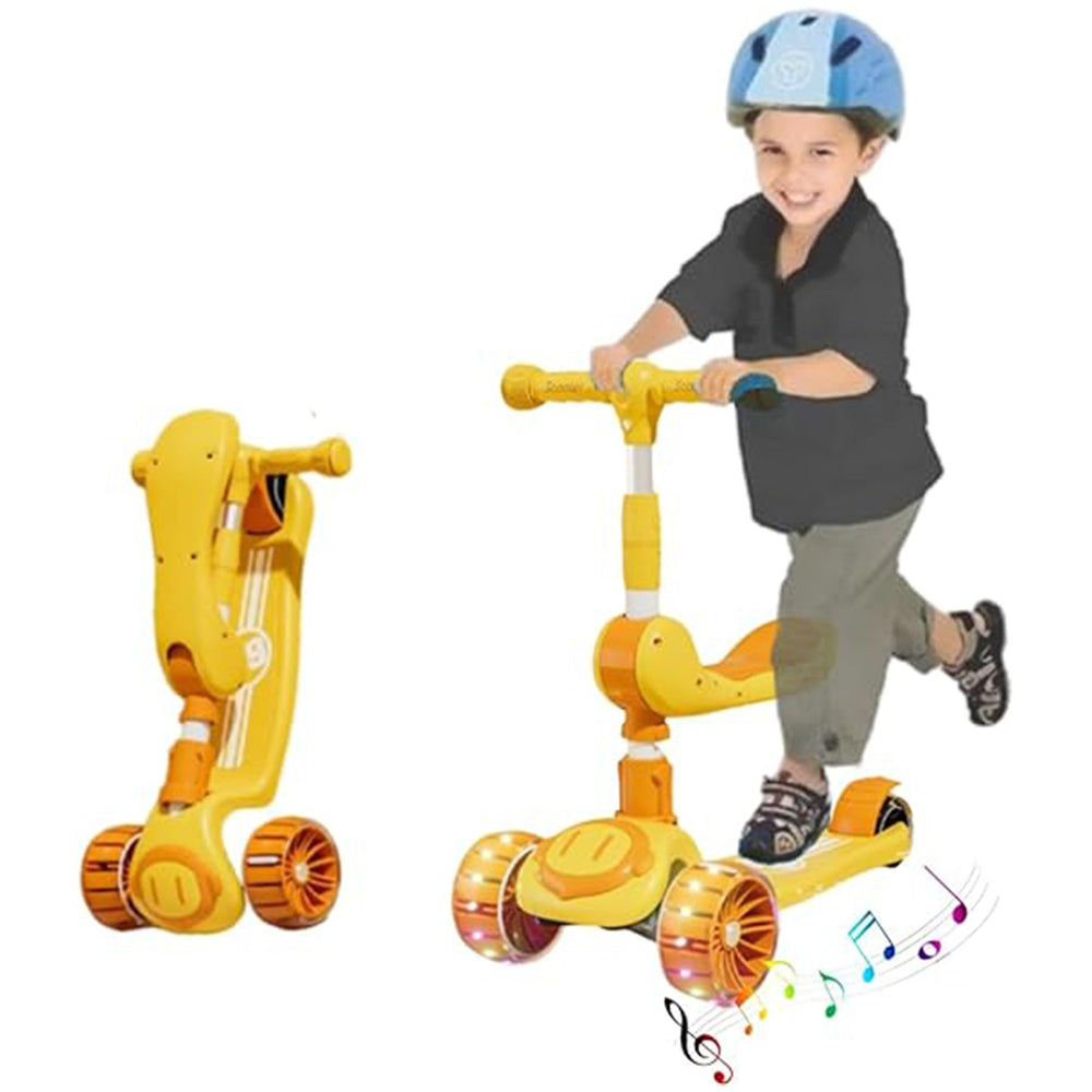 3-in-1 Kick Scooter for Kids, Adjustable Handlebars, LED Wheels, Anti-Slip Deck, Foldable for Boys &amp; Girls Aged 3-12