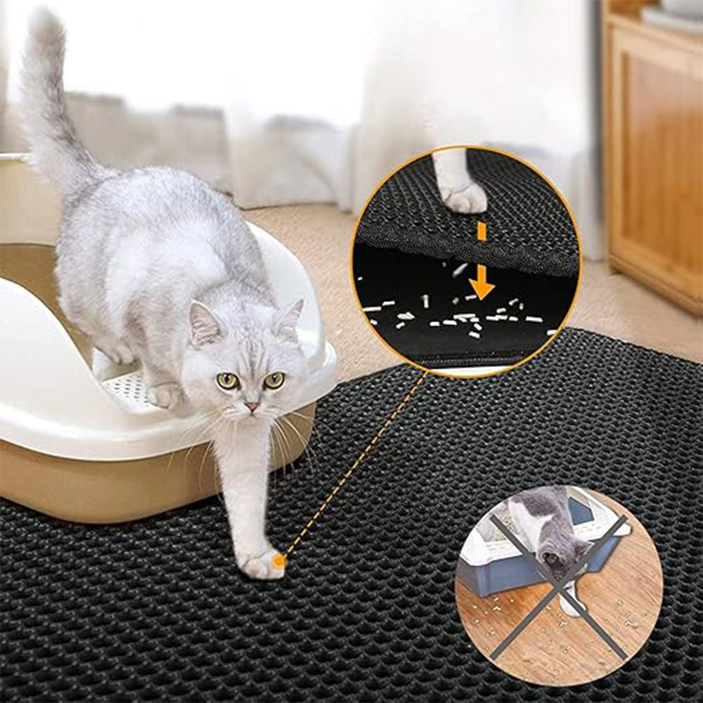 Cat Litter Mat, 45x60cm Honeycomb Double-Layer Waterproof Litter Trapping Mat