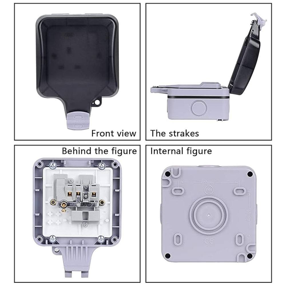 مقبس كهربائي خارجي فردي من Demoyaya، مقبس فردي مقاوم للماء IP66 للاستخدام الخارجي، منافذ كهربائية على الحائط مع غطاء قابل للقفل