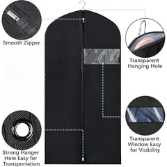 5 PCS Breathable Garment Bags with Zip & Clear Window, Waterproof Suit Bags for Closet Storage and Travel