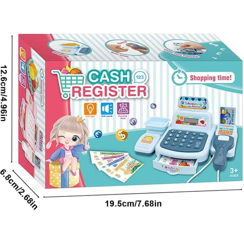 Interactive Kids Cash Register Toy, Pretend Play Shopping Till with Lights, Sounds, and Accessories for Role Play Education