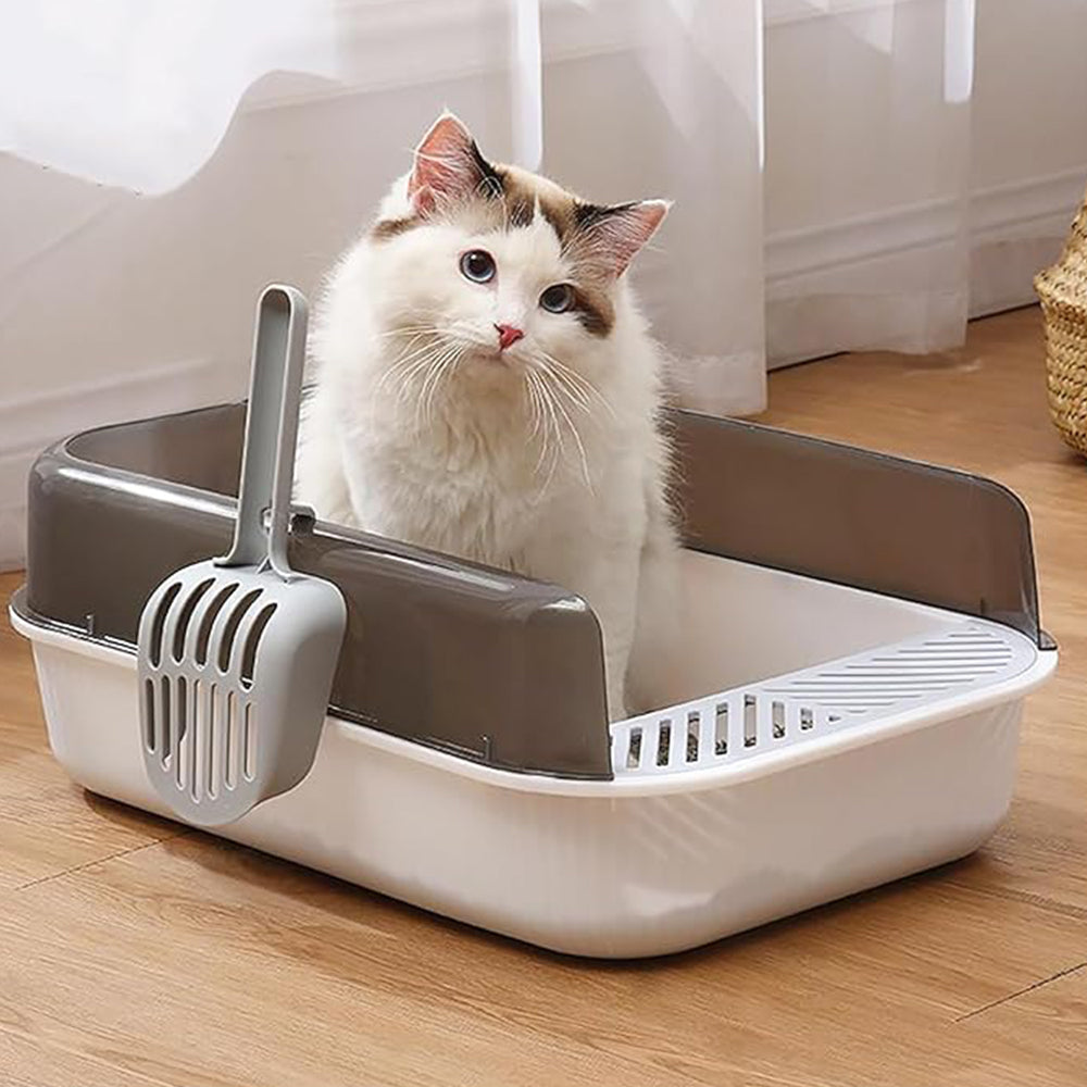 Large Detachable Cat Litter Box - Anti-Splash Tray with Scoop and Odor Eliminator Bag