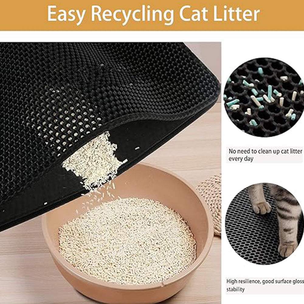 Cat Litter Mat, 45x60cm Honeycomb Double-Layer Waterproof Litter Trapping Mat