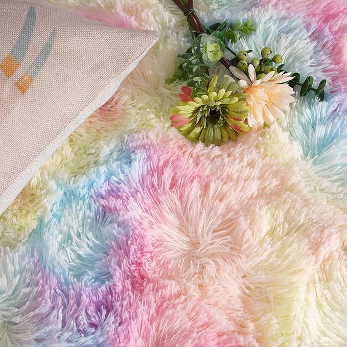 Rainbow Area Rugs Super Soft Fluffy Carpet