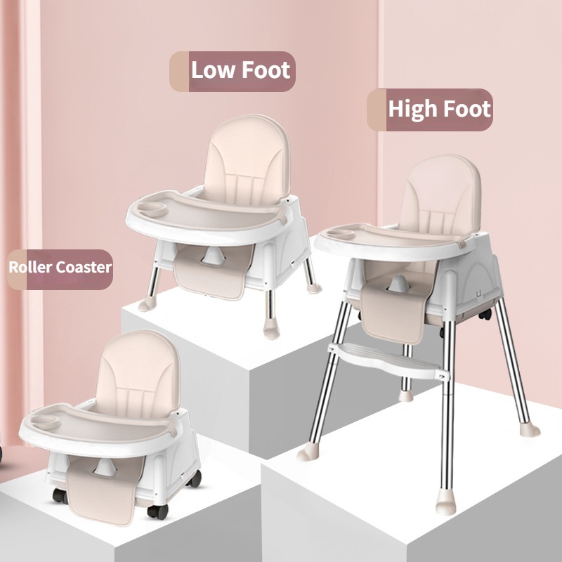 Baby Foldable Highchair Baby Dining Car Pink