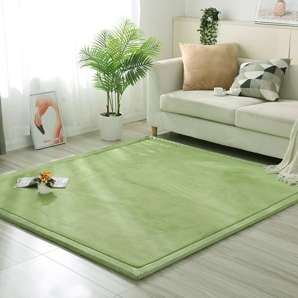 Coral Velvet Area Rugs Play Crawling Mat Green