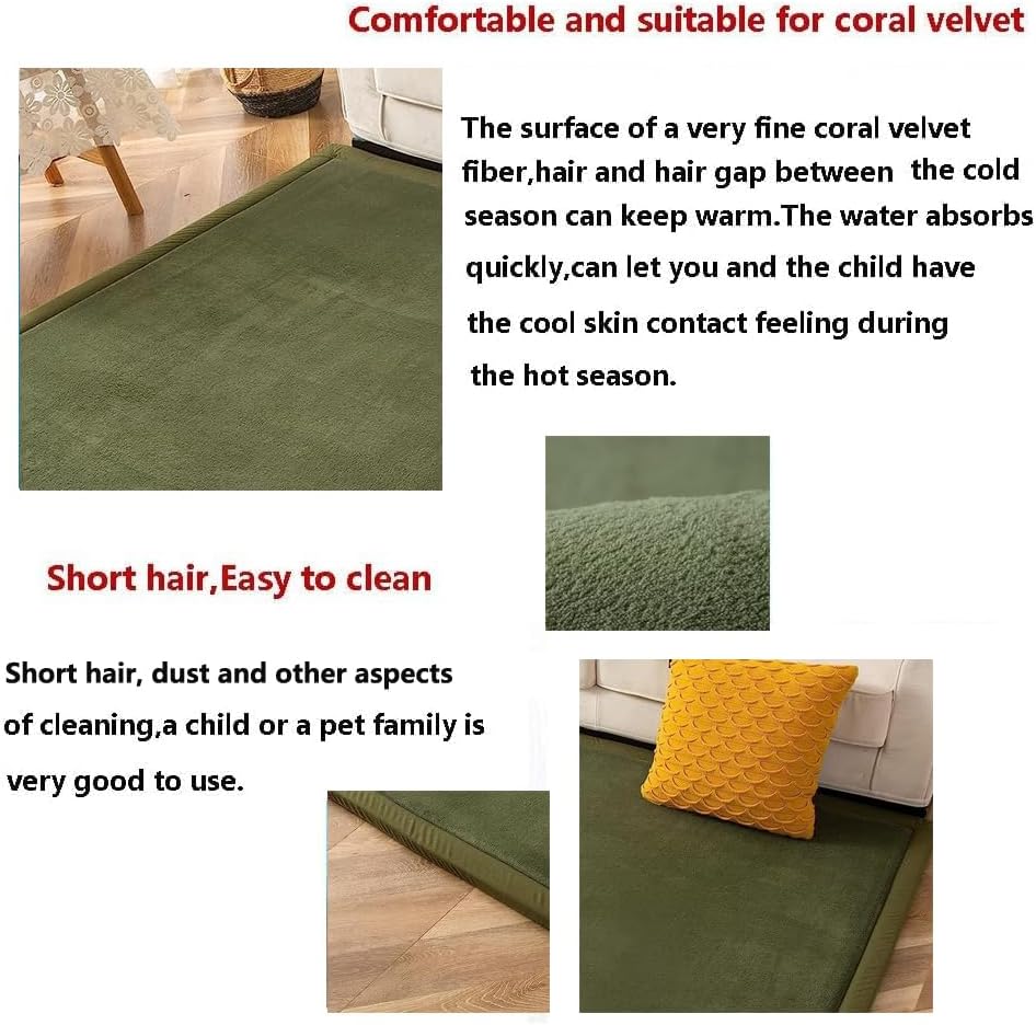 Coral Velvet Area Rugs Play Crawling Mat Olive Green