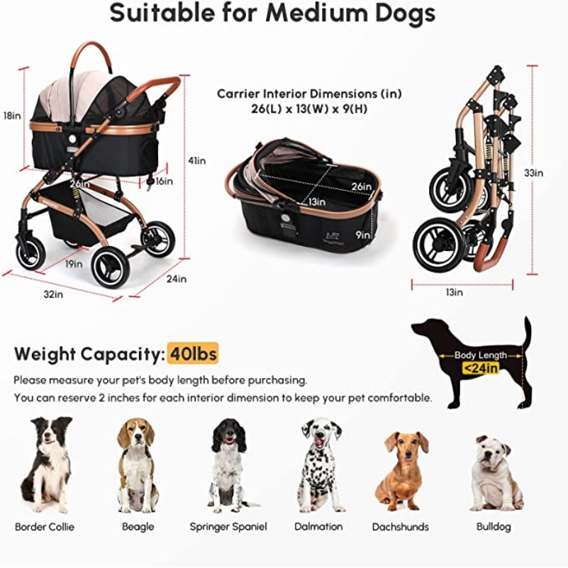 3in1 Foldable Pet Stroller