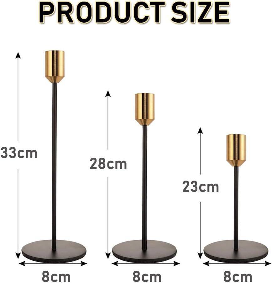 حامل شموع مخروطي الشكل، مجموعة من 3 حاملات شموع
